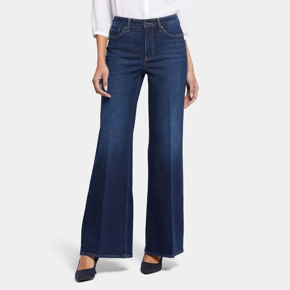 NYDJ Dark Blue Mia Palazzo Northbridge Flare Stretch Denim Jeans